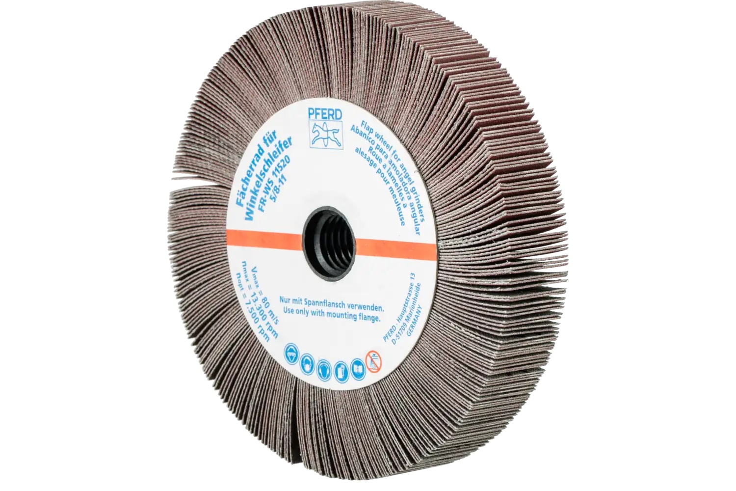 Picture of Pferd Angle Grinder Flap Wheel, 4-1/2" X 3/4 X 5/8-11, 320 Grit, Aluminum Oxide